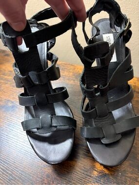 Steve Madden Black Strappy Gladiator Heels